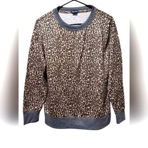 Splendid Leopard Print Sweatshirt with Gray Accents NWOT